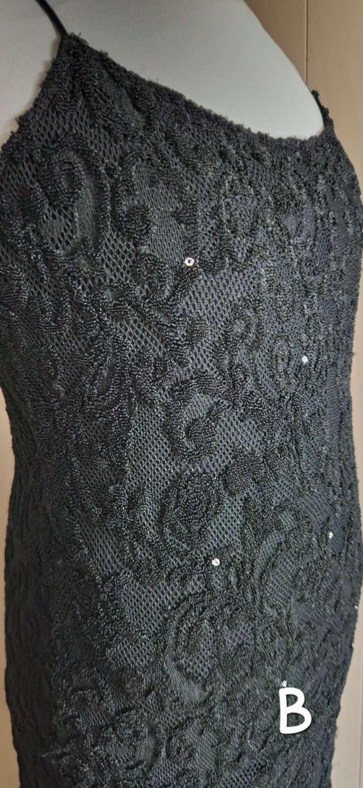 Vin: 80s Casadei Black Brocade Chiffon Rhinestone Evening Dress Beautiful Sz 18