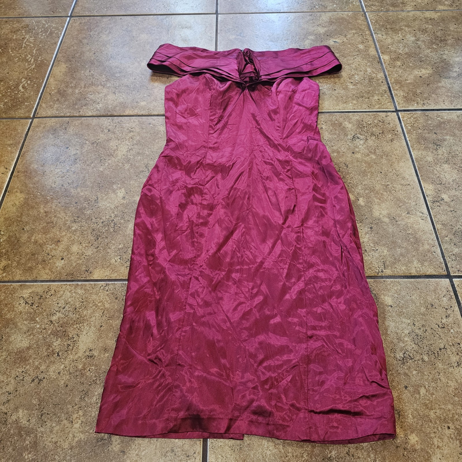 Vintage 80s Midi Dress L.A. Glow Red Acetate Size 9/10