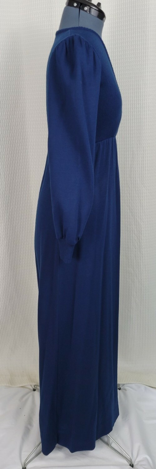 Vintage Cooper Navy Blue Knit Wrap Bodice Dress Size 11