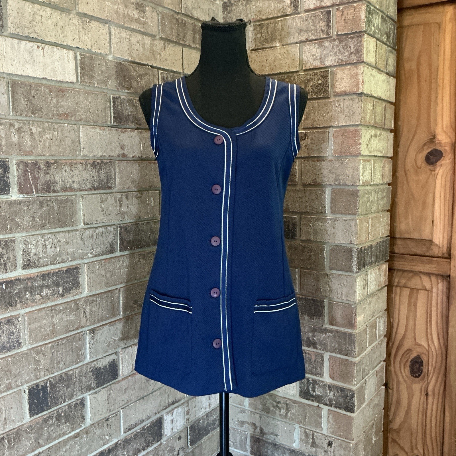 Vintage JCPenney Fashions 2-Pc Set Plaid Jacket & Navy Vest Dress Size 10 #63F4
