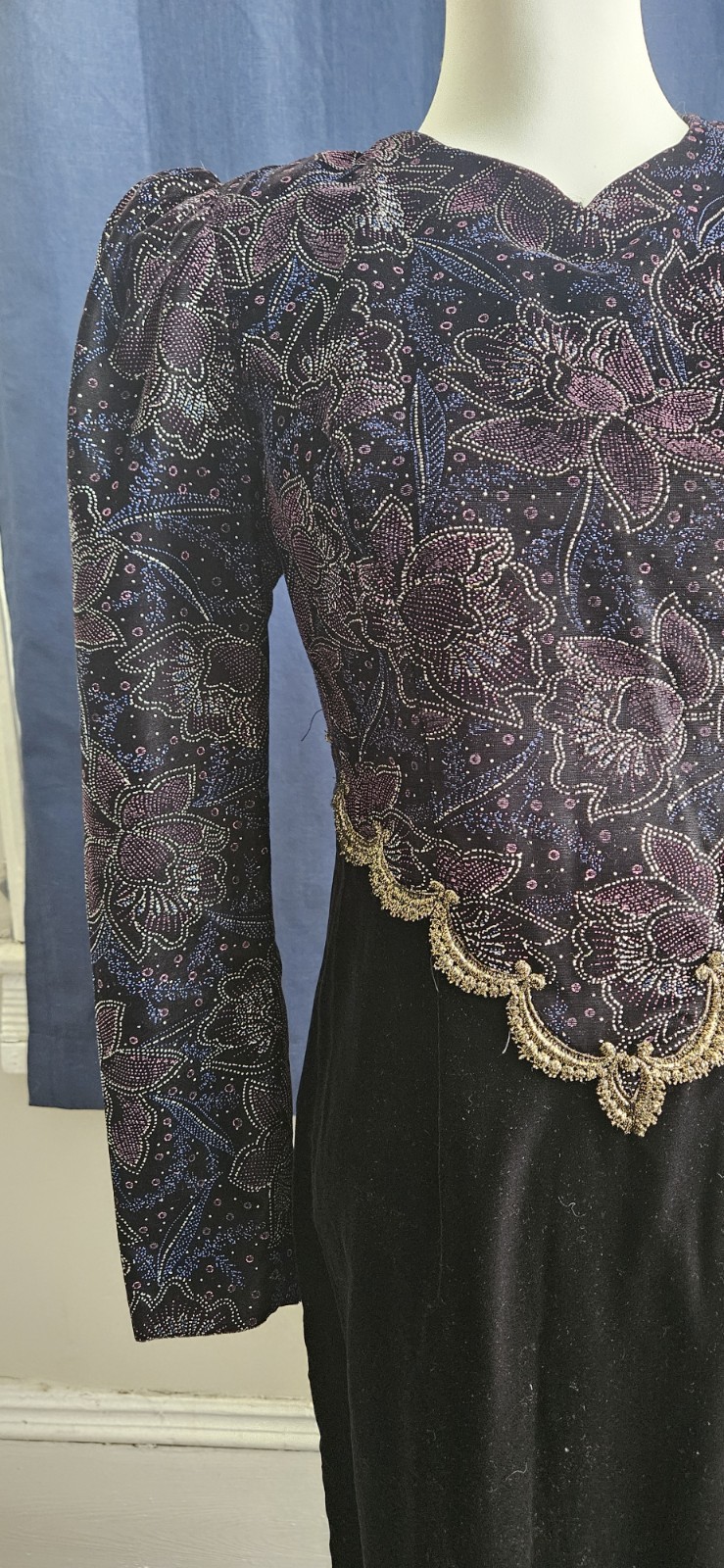 Scott McClintock Vtg 90s Velvet Burnout Floral Evening Gown Dress M 8 Whimsigoth