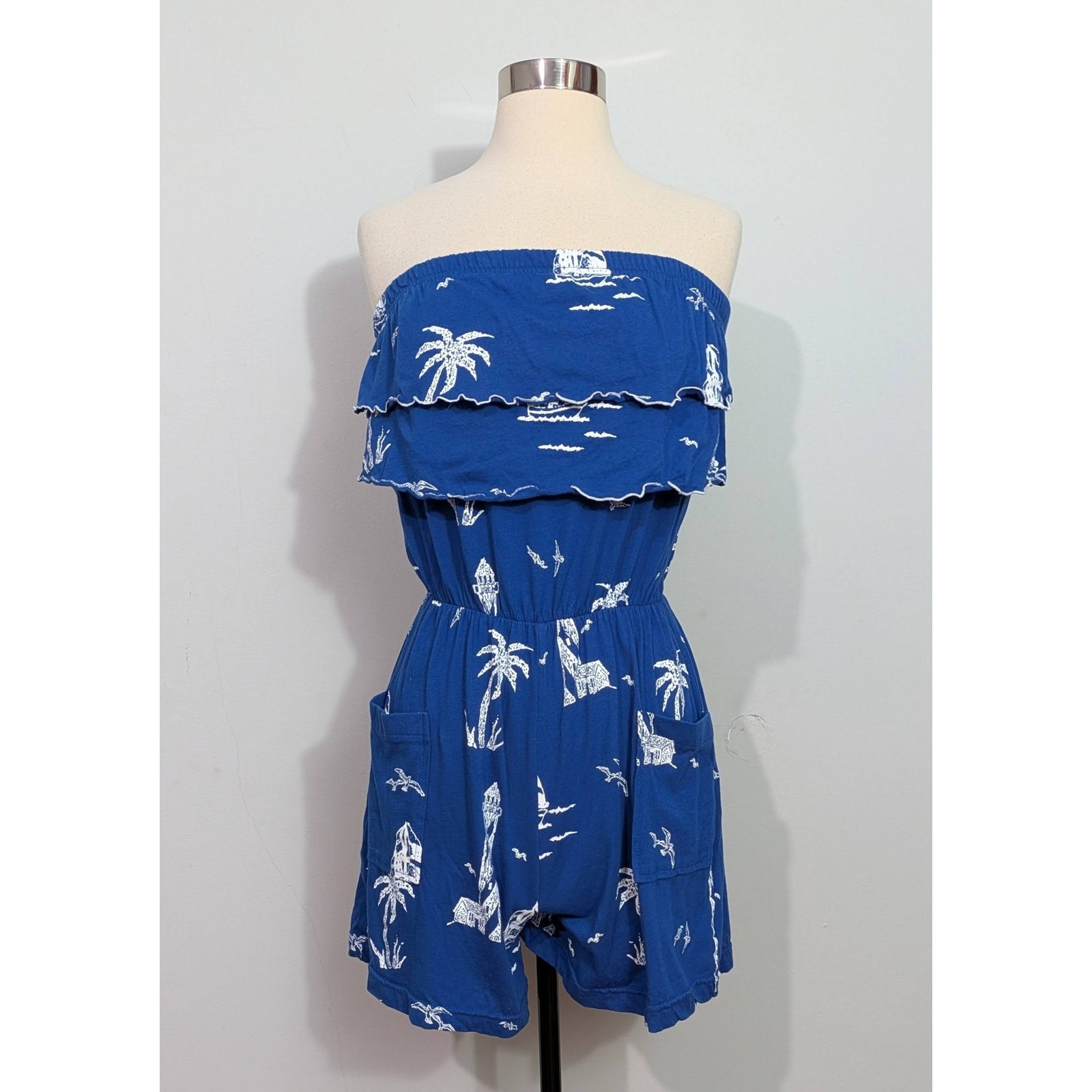 Gloria’s Fashions Tropical 80s Strapless Romper