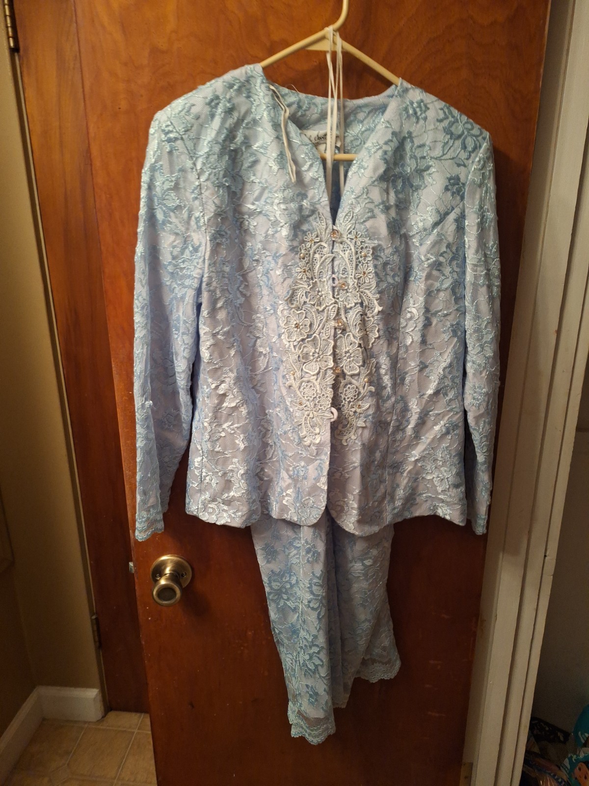 Jody Scott York Blue Brocade Two Piece Suit Mother Of The Bride Or Groom Sz 8 P