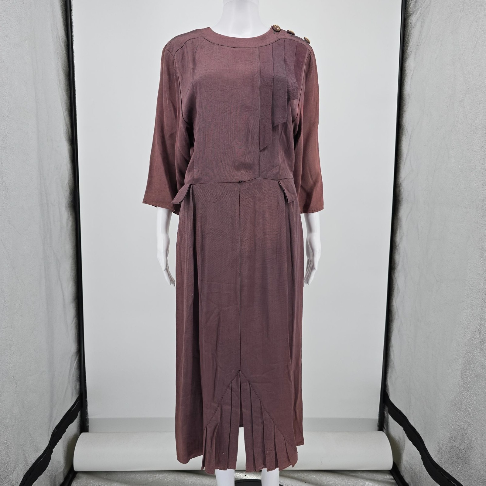 Vintage 1980s Positive Influence Acetate/Rayon Art Deco Revival Dress (M) *Flaws