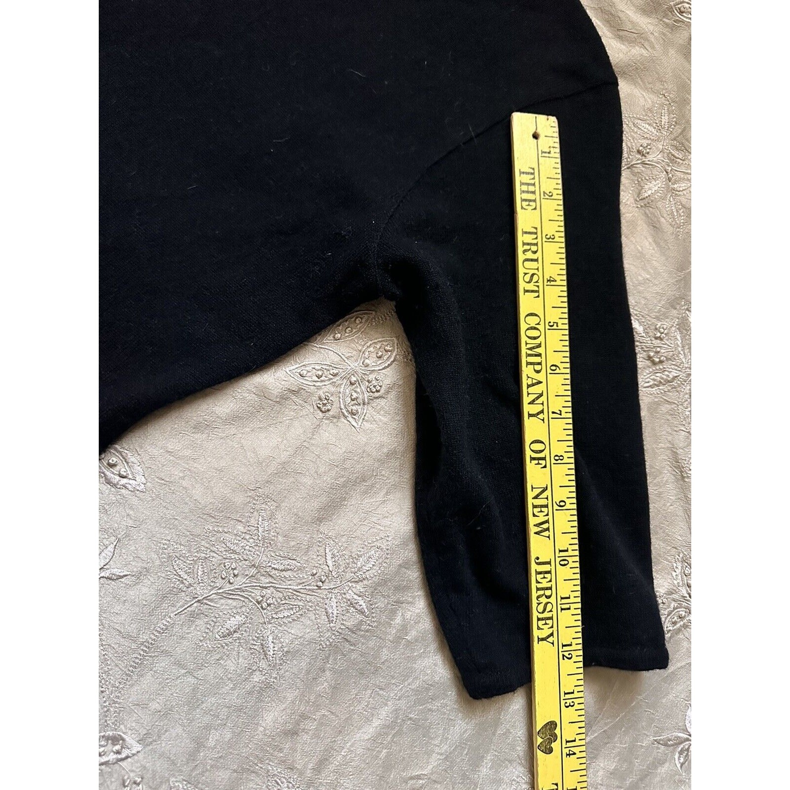 Vintage Adrienne Vittadini Sweater Dress Lace Ruffles Layered Wool Black Sz M
