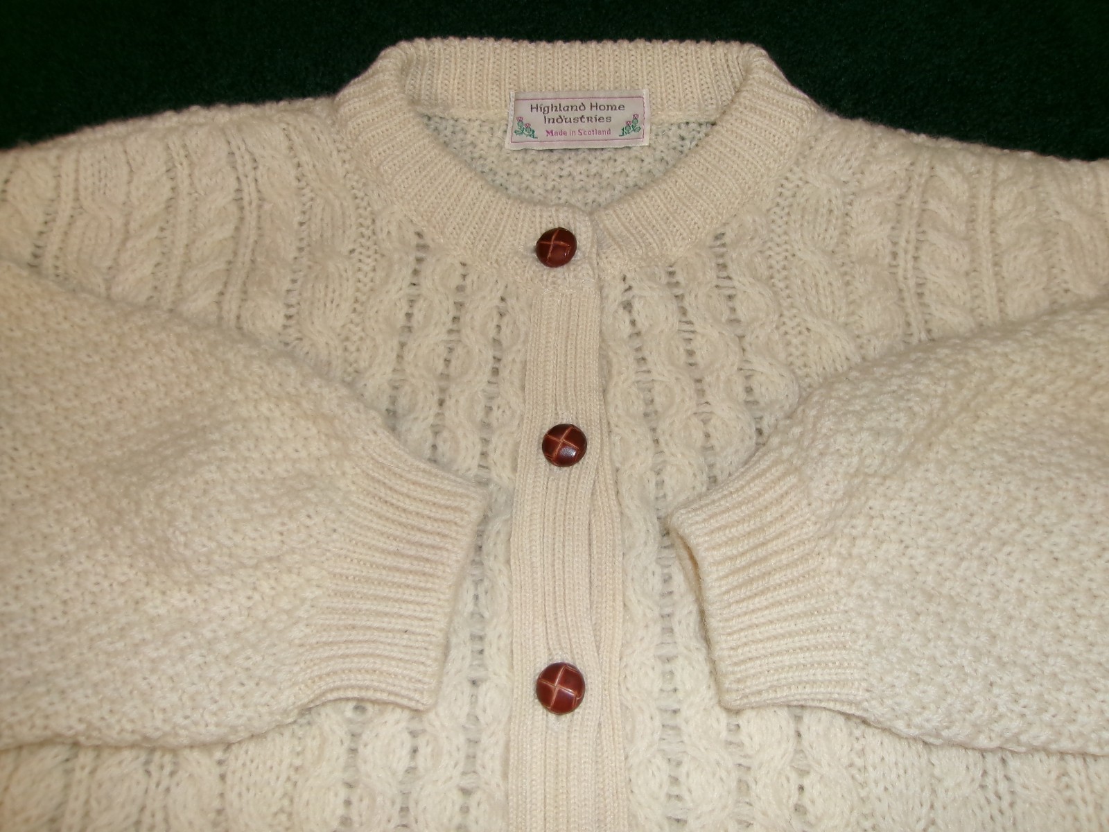 VTG 70s 80s HIGHLAND HOME INDUSTRIES SWEATER WOOL CABLE KNIT CARDIGAN SCOTLAND