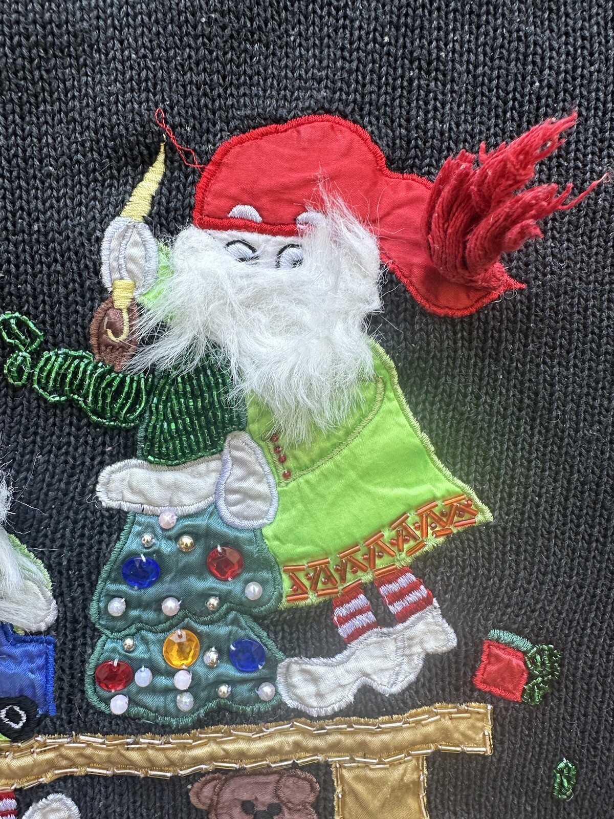 Vintage Work in Progress Gladys Bagley Ugly Christmas Embellished Sweater Size M