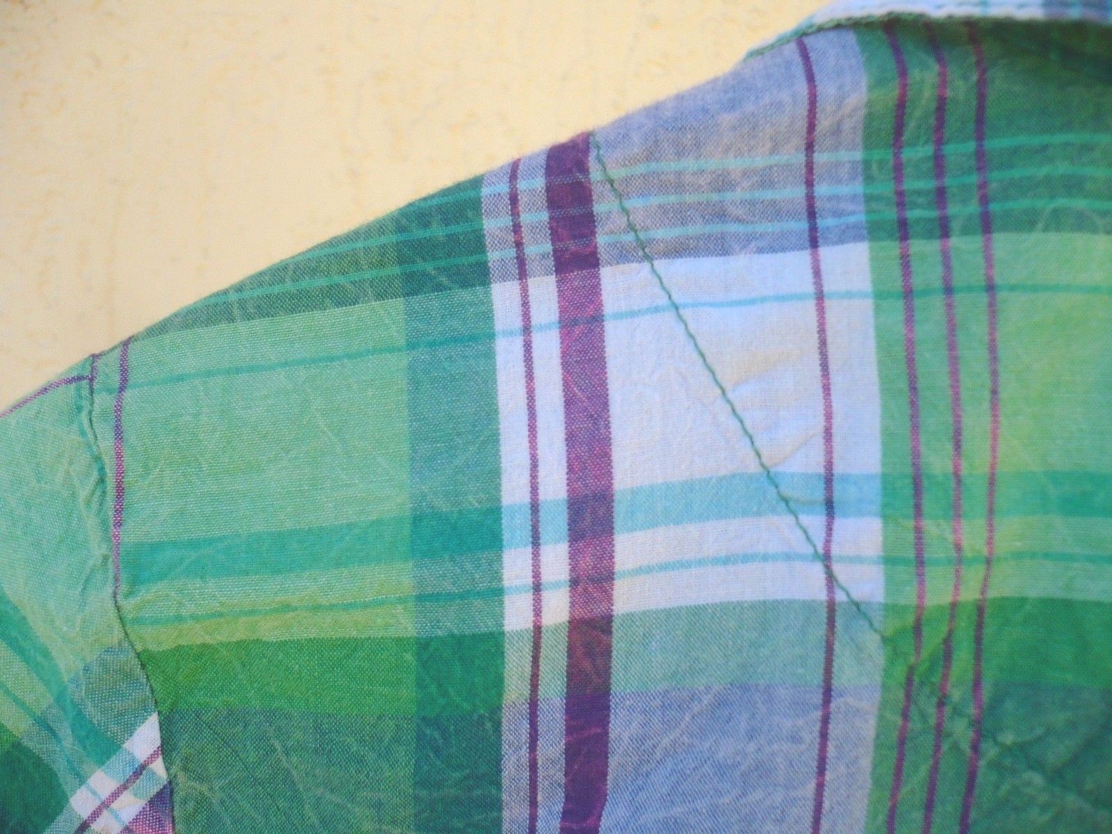 ST PATRICK’S DAY GREEN PURPLE BUTTON DOWN CUFFED SS SHIRT S WOMEN R M JR BLOUSE