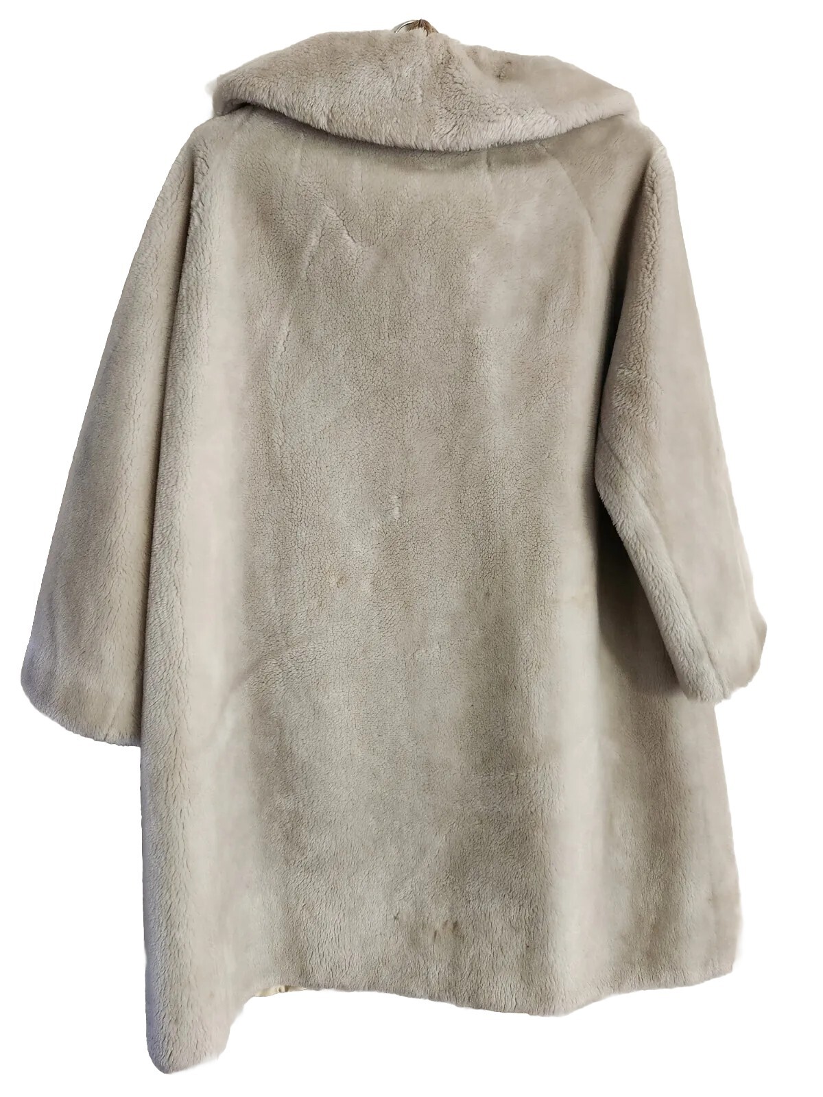 Vintage 1950s Borgana Faux Fur Jacket Coat Womens M/L? Tan Borg Fabric A Line