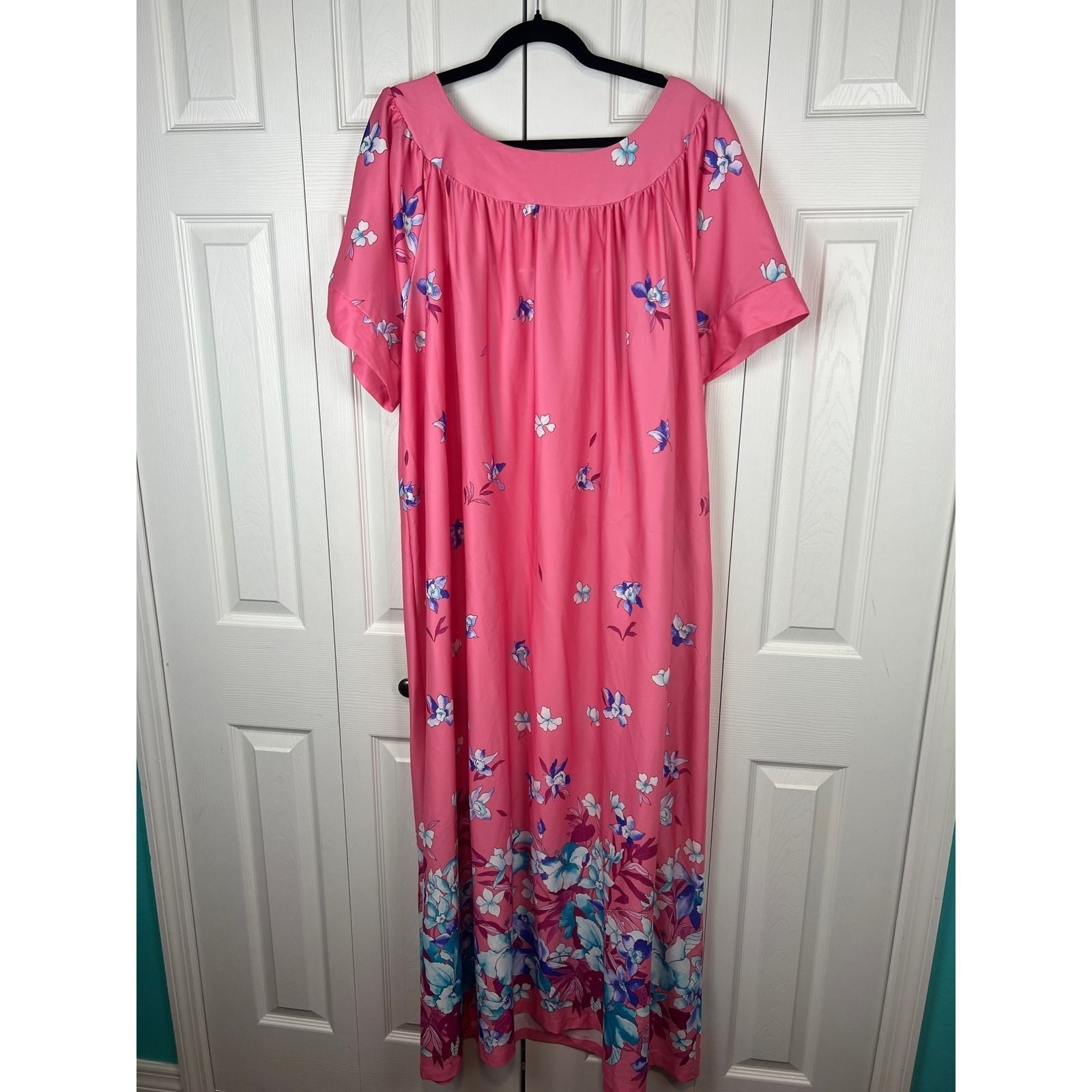 Catherine’s Vintage House Muu Muu Dress Floral Maxi Gown Grannycore Boho Pink 4X