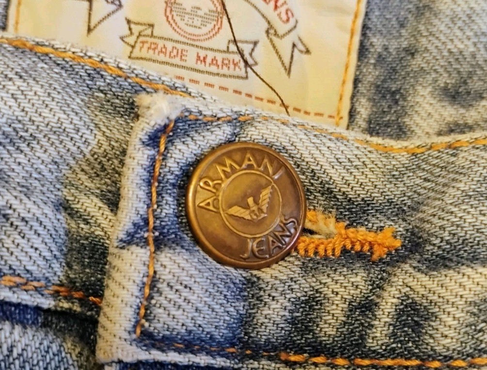 VTG 90’s „Armani Jeans” Blue High Rise Tapered Leg Eagle Logo Designer Jeans 30