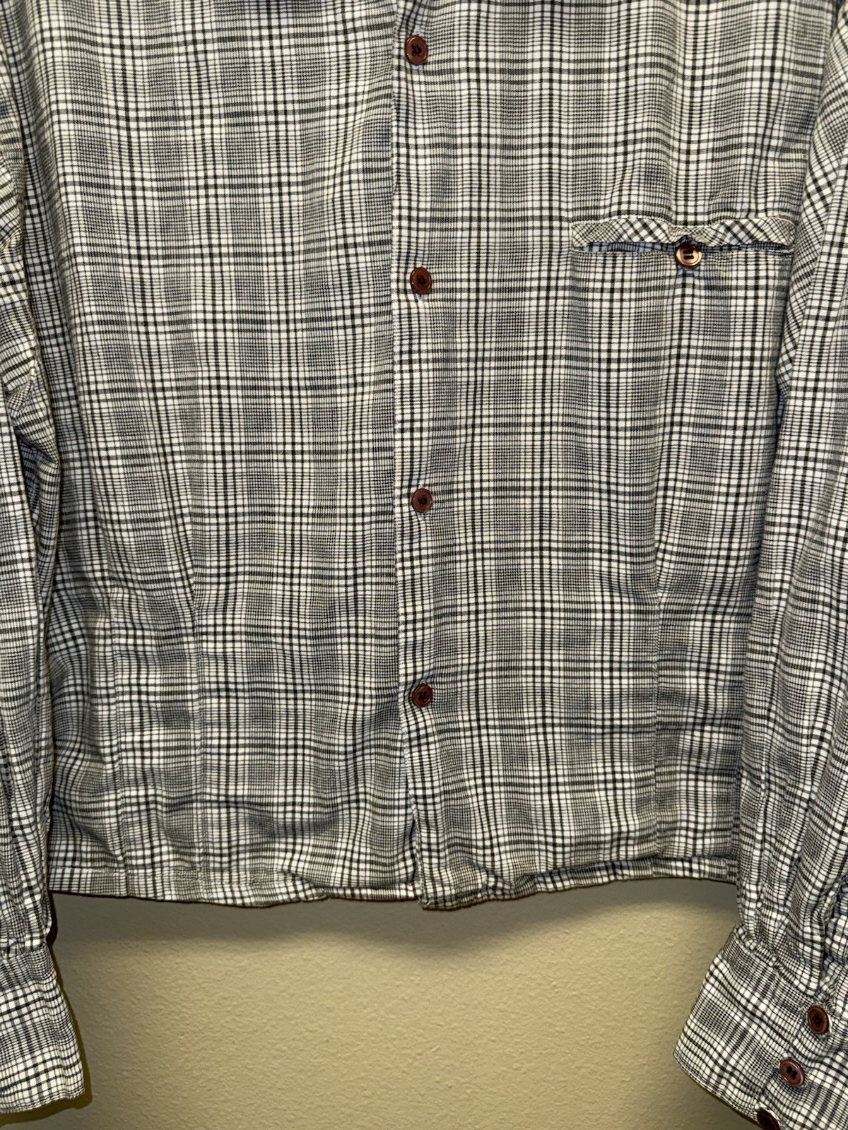 Vintage 80s 90s Esprit Sport Large Button Shirt Collar Plaid Boxy L/S Hong Kong