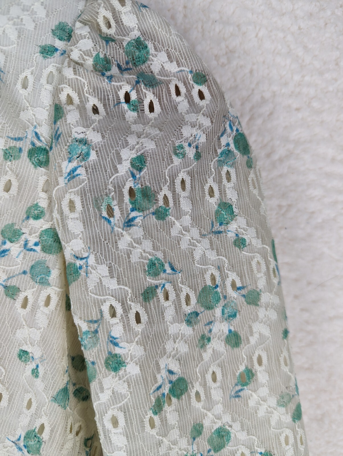 Vtg Kristie Lou California Juniors Cottage Prairie Dress Green Floral 70s Tie
