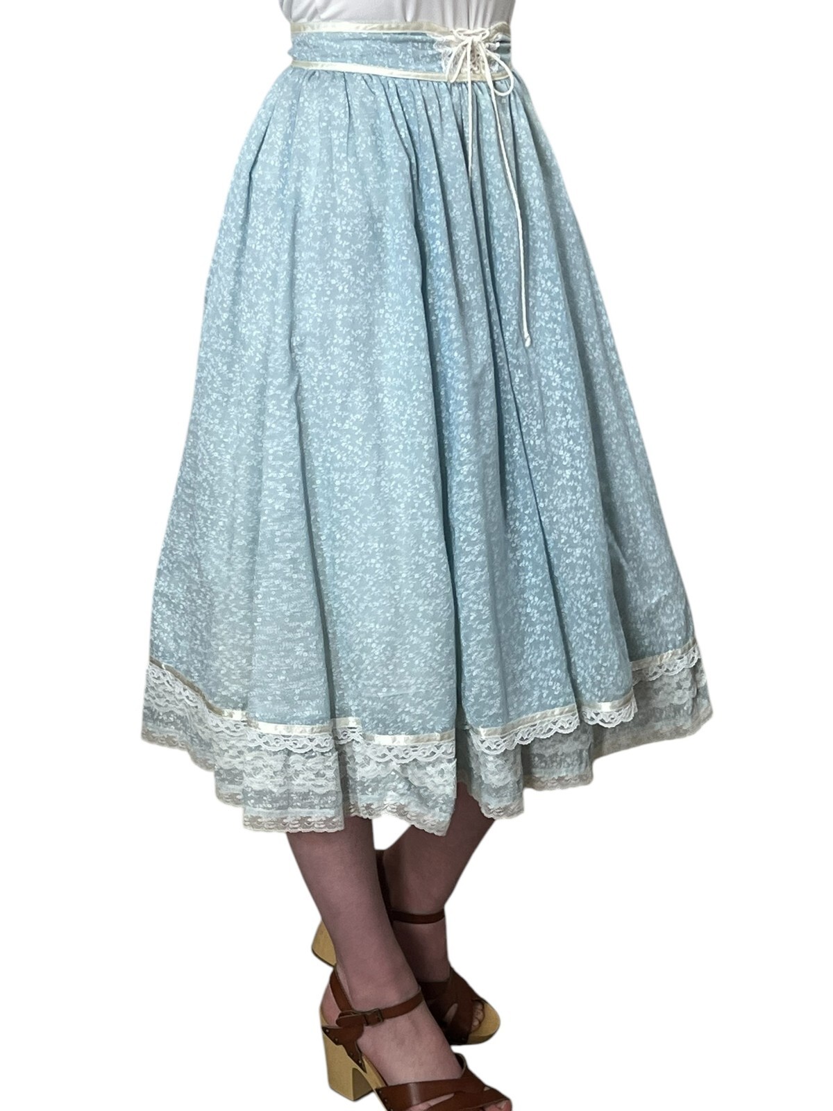 XS~S Vtg 70s Gunne Sax Skirt Sz 5 Jessica’s Gunnies Blue Cottage Core Prairie