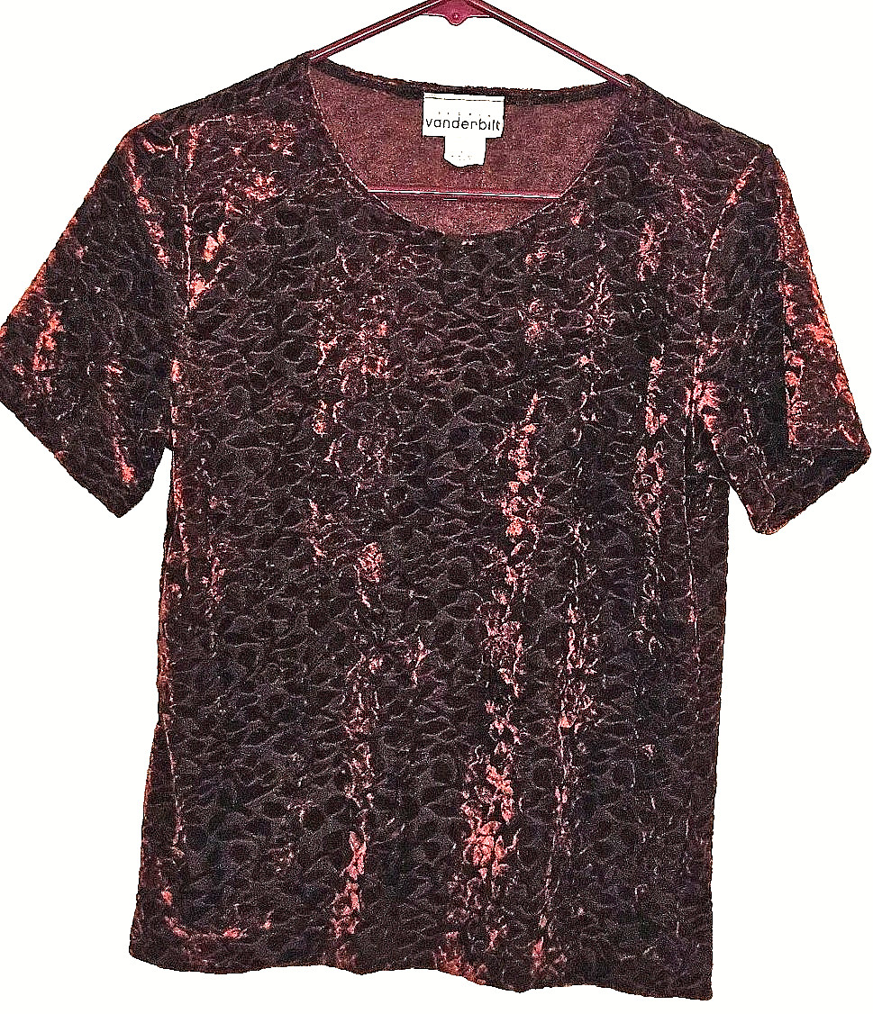 Dark Romance Burgundy Velvet Burnout Top S Vamp Witchy 90s Grunge Whimsigoth
