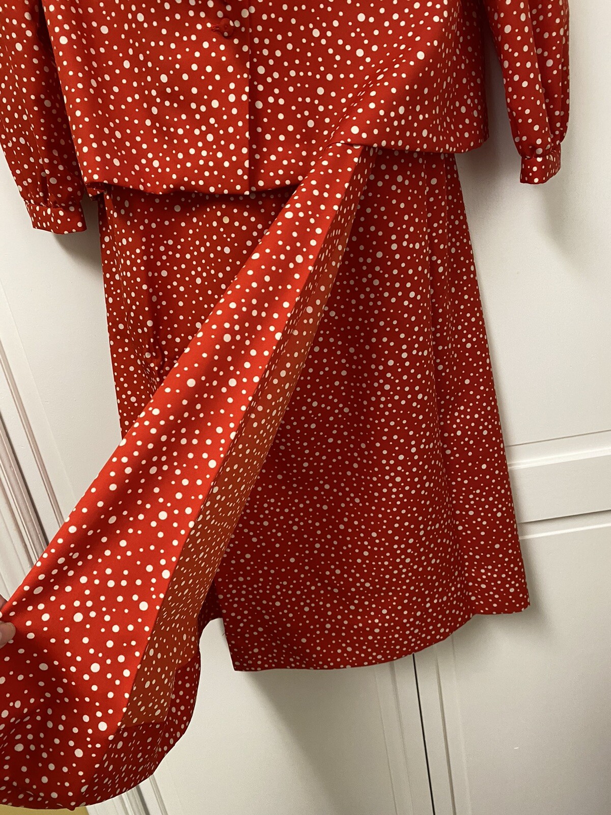 Vintage Young Traditions Red & White Tie Shirt & Wrap Secretary Greek Skirt 10