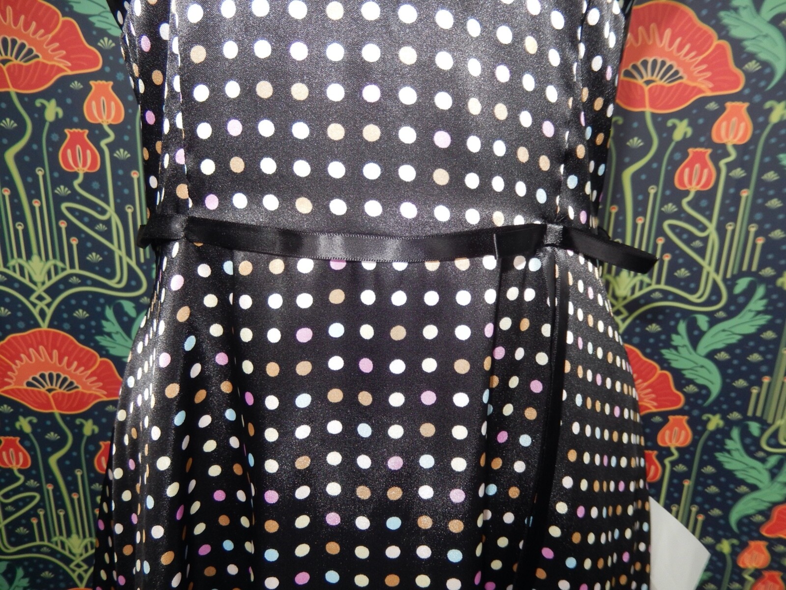 Vintage Y2K CDC Rampage Satin Polka Dot Halter Cocktail Dress 8 New