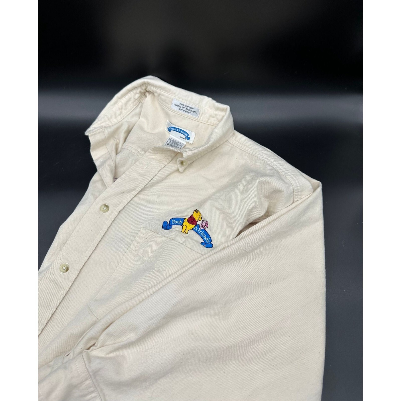 Vintage Disney Winnie the Pooh Friends Shirt Medium Button Down Embroidery 1990s