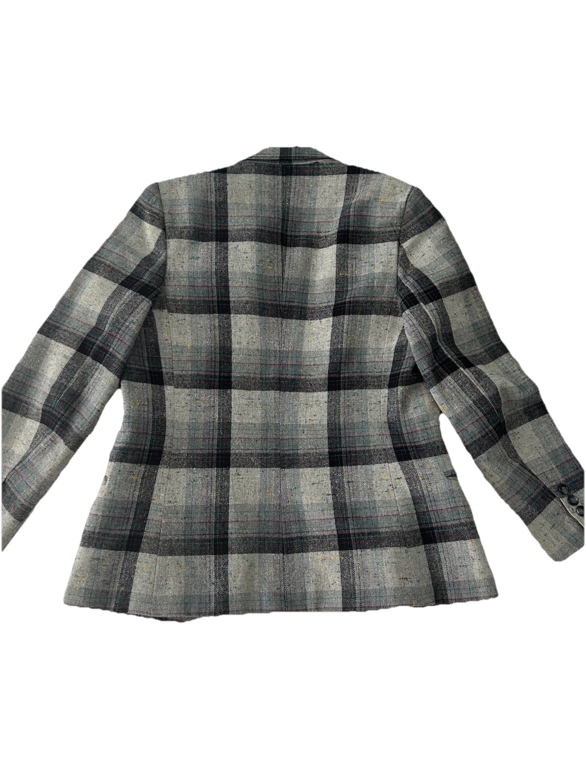 Haberdashery by Personal Tweed Plaid Blazer Vintage Jacket Silk Wool? Size 12