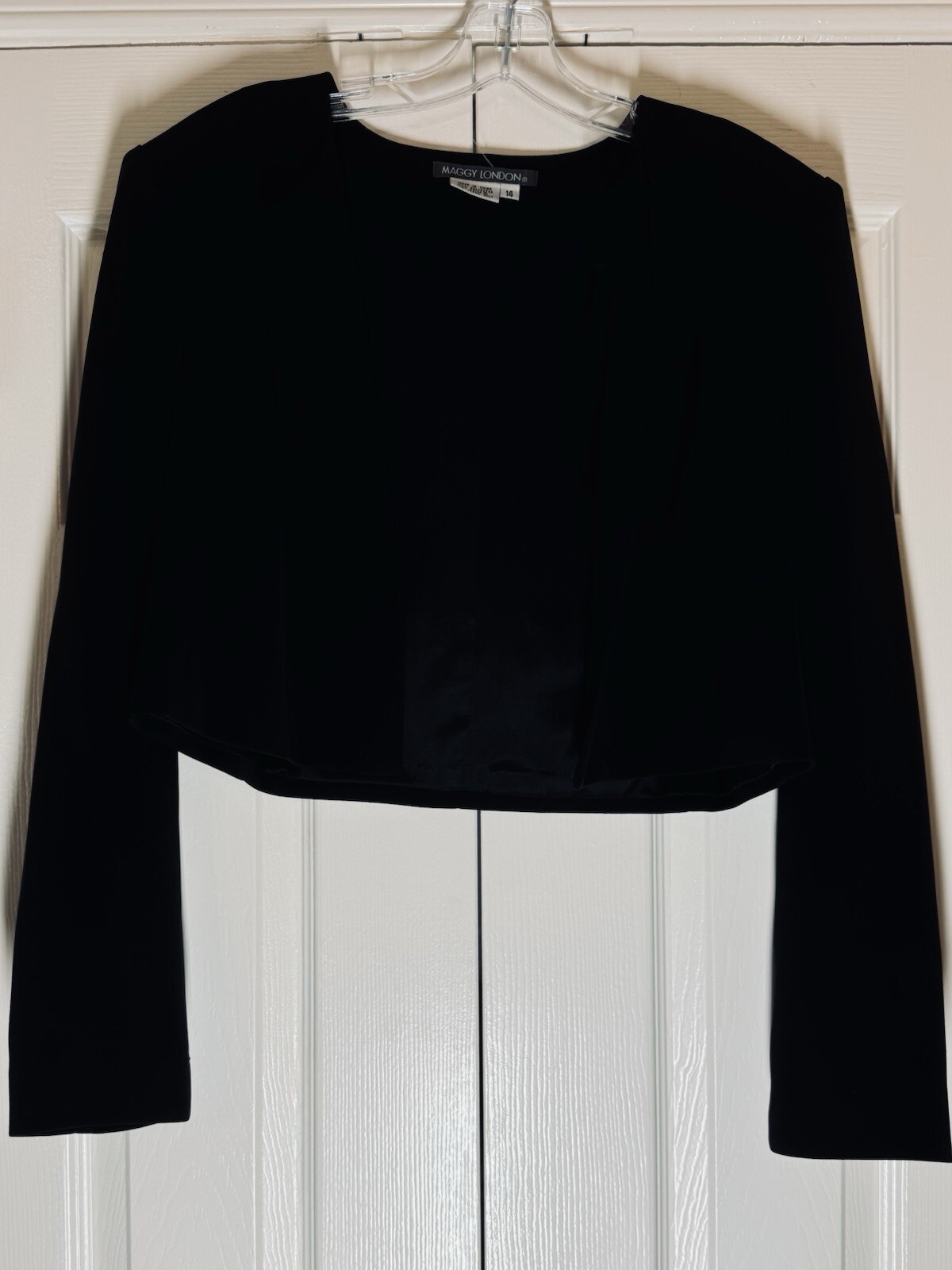 Vtg Y2K Maggy London Size 14 Black Cocktail Spaghetti Strap Dress with Bolero