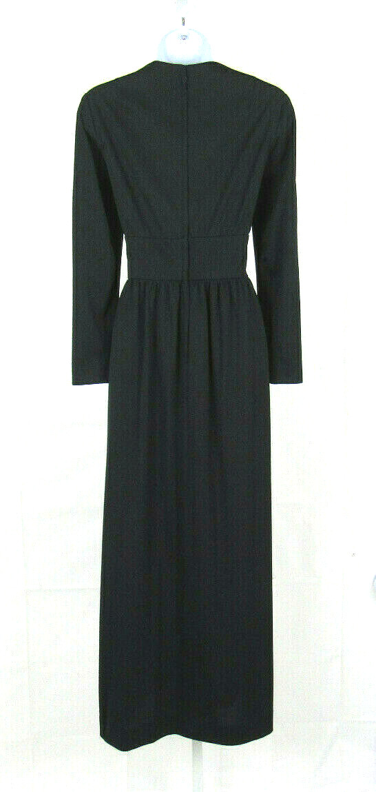 VTG 1960s JOHN OF CALIFORNIA BLACK SIZE 10 MAXI DRESS POLYESTER LONG SLEEVE