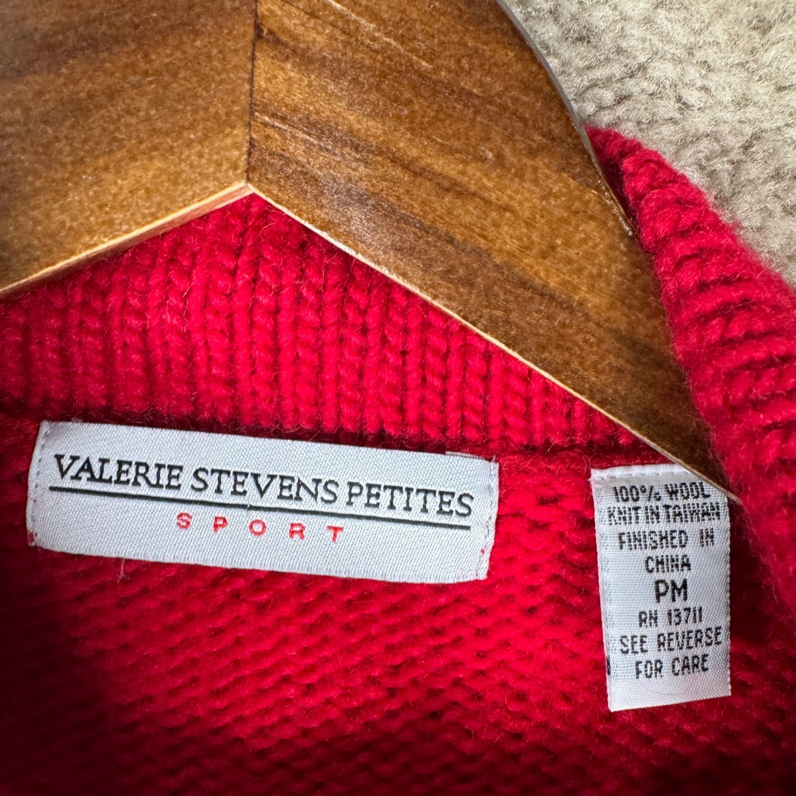 Valerie Stevens Petites Wool Knit Fair Isle Grandpa Cardigan PM Vtg Grandpa Core
