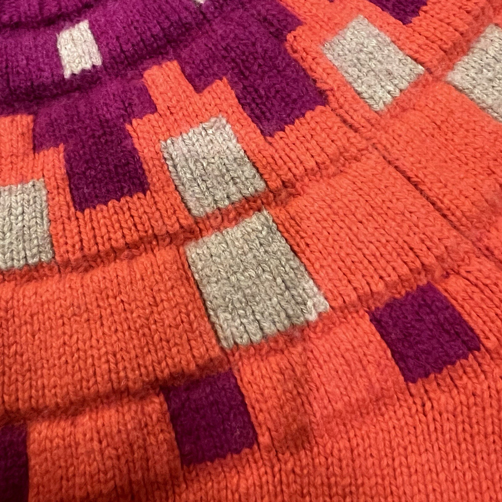 Vintage 90s Merino Wool Blend Fair Isle Aprés Ski Cottagecore Sweater Orange S