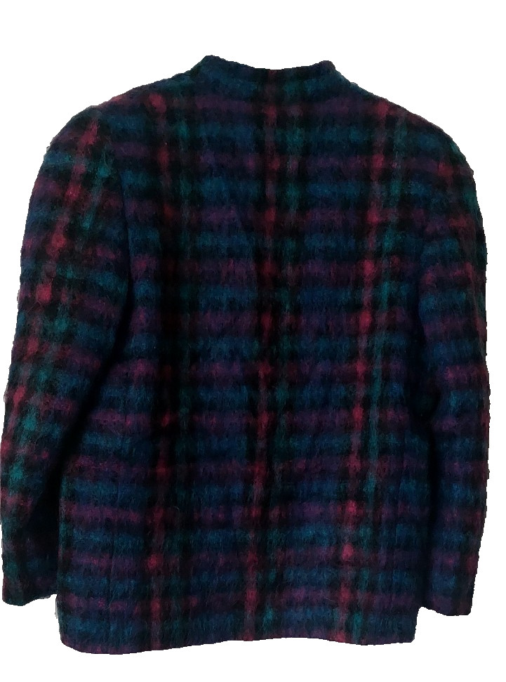 Vintage Lombardi Inc. Fuzzy Mohair Blend Plaid Jacket Coat – Size 12