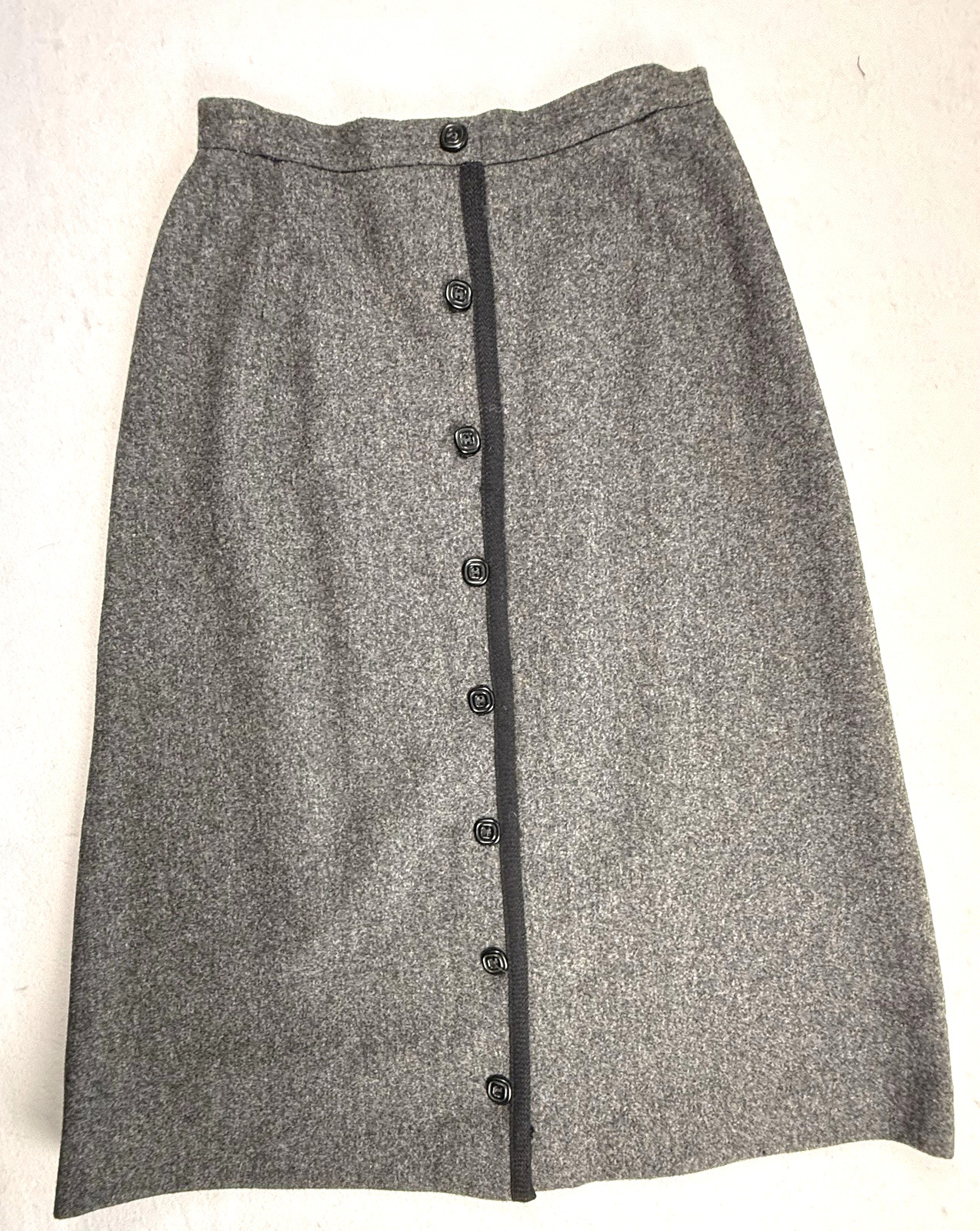 Vintage Prestige A-line Skirt charcoal gray wool size 10 button front Collegiate