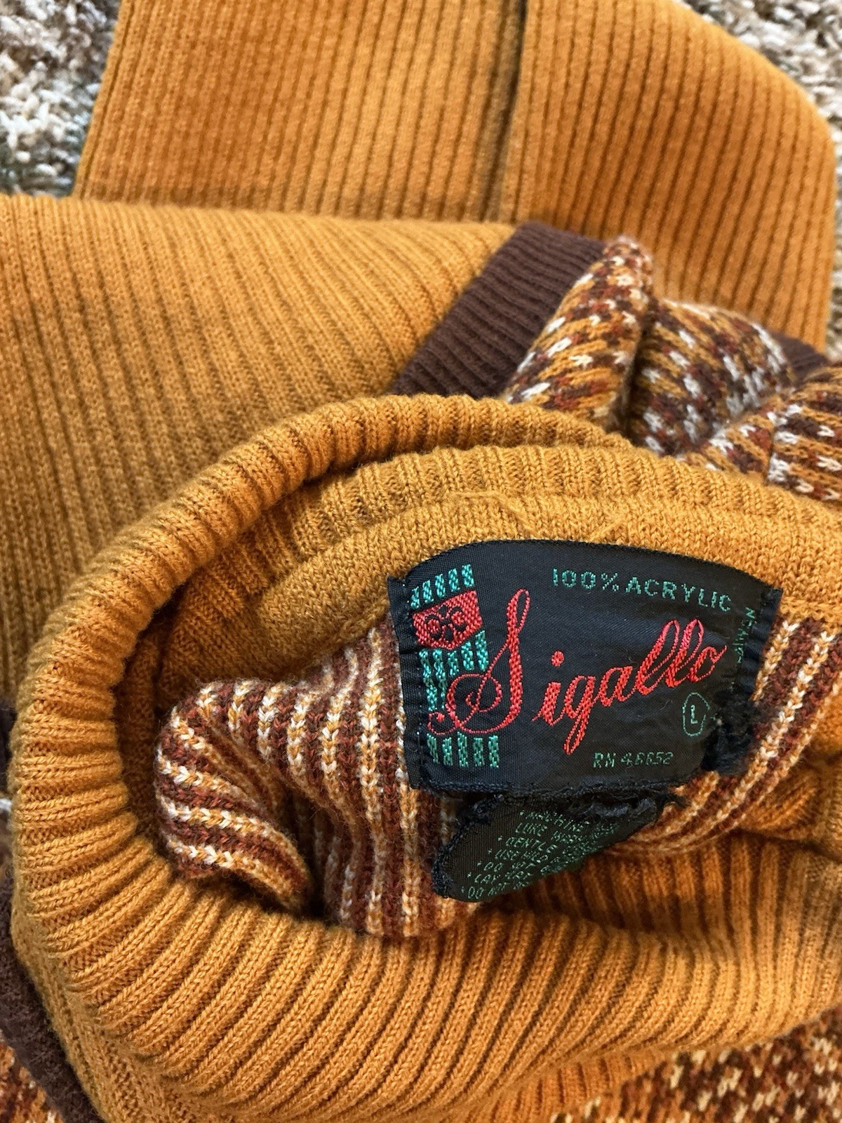Vintage Sigallo Sweater Fall Colors Large EUC