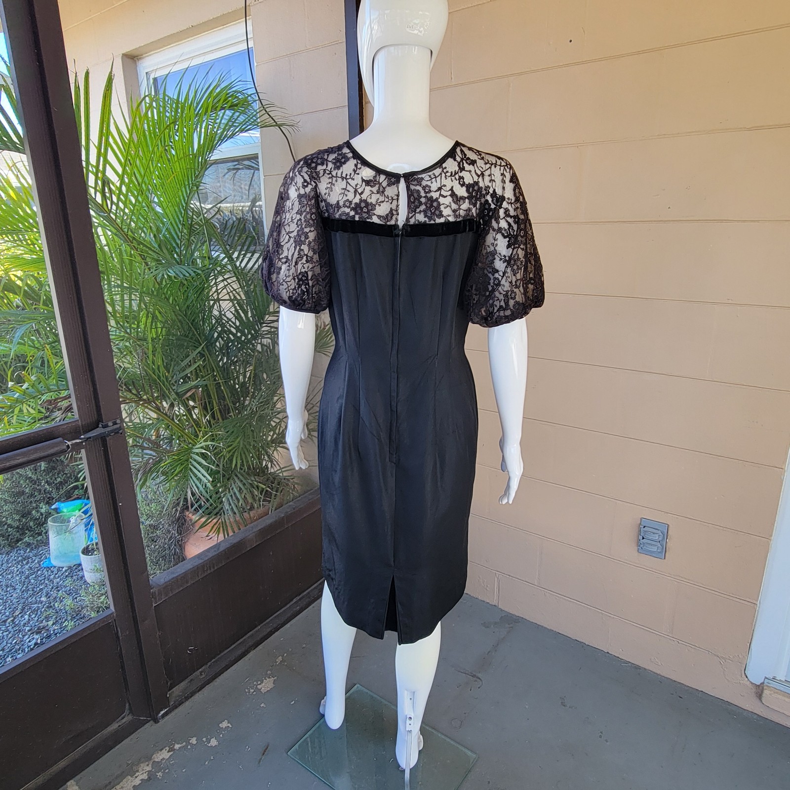 Vintage 40s Maxwell Black Lace Cocktail Dress Womens Size S/M