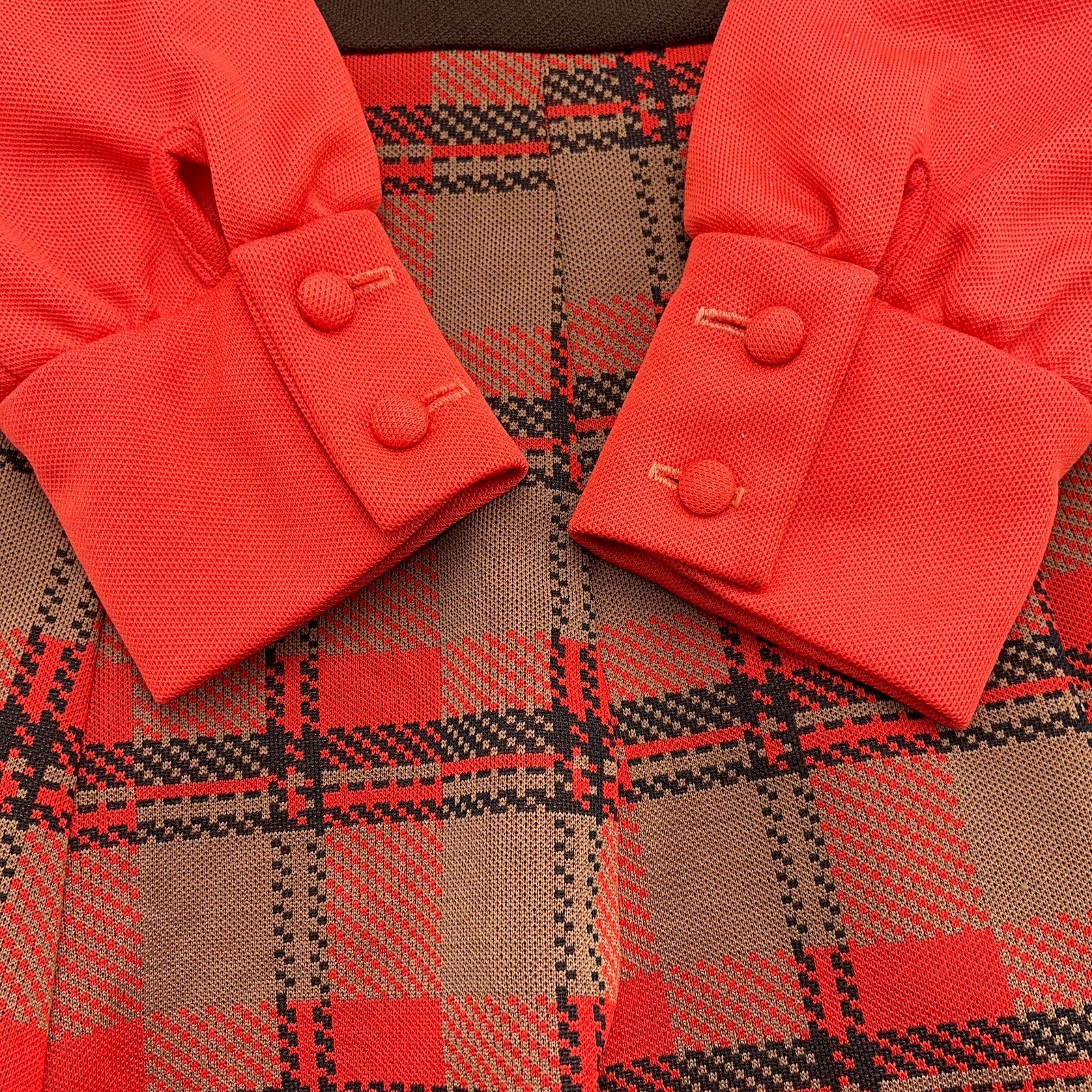Joseph Magnin Dress Women XSmall Orange Brown Plaid 60 70s Student Secretary VTG