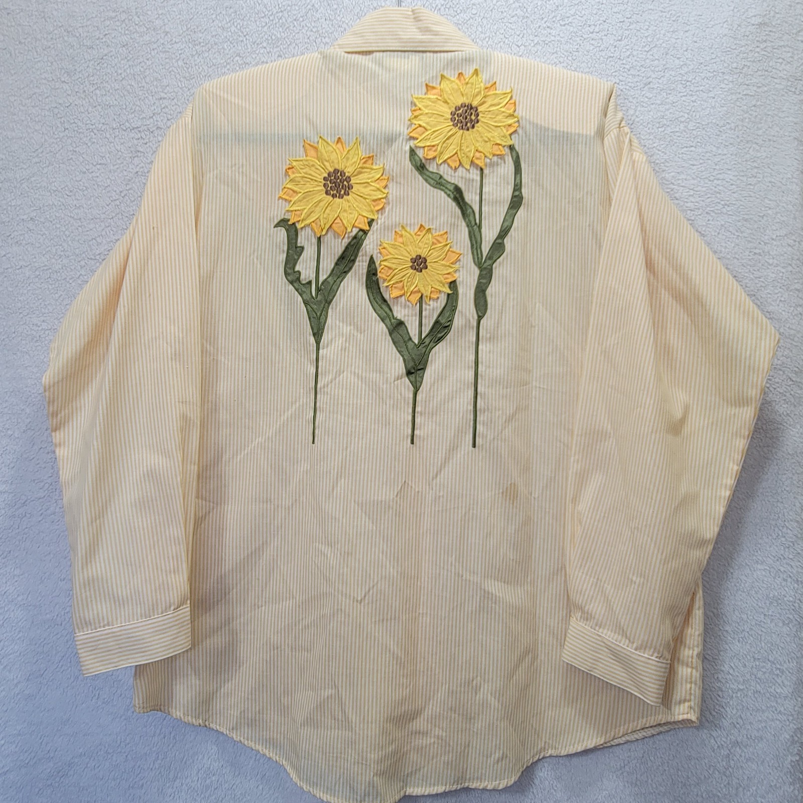 Vintage Artsy CC Sportswear Button Up Womens S Embroidered SunFlowers Whimsical