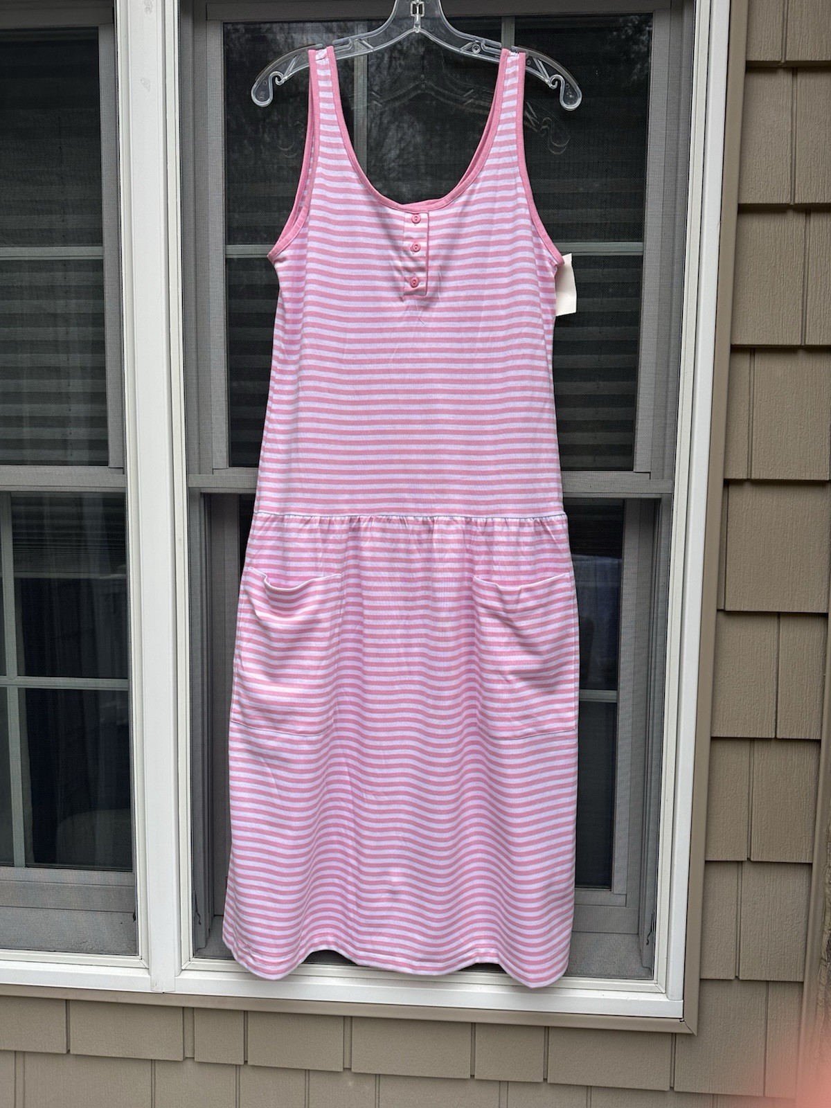 Vintage Jodie Arden striped Nightgown w/ pockets Cottagecore Small New