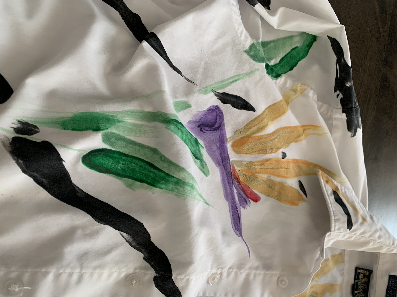 Hand Painted White Dress Shirt~Reads Size 16 32/33 Men’s/Converts To Woman’s L