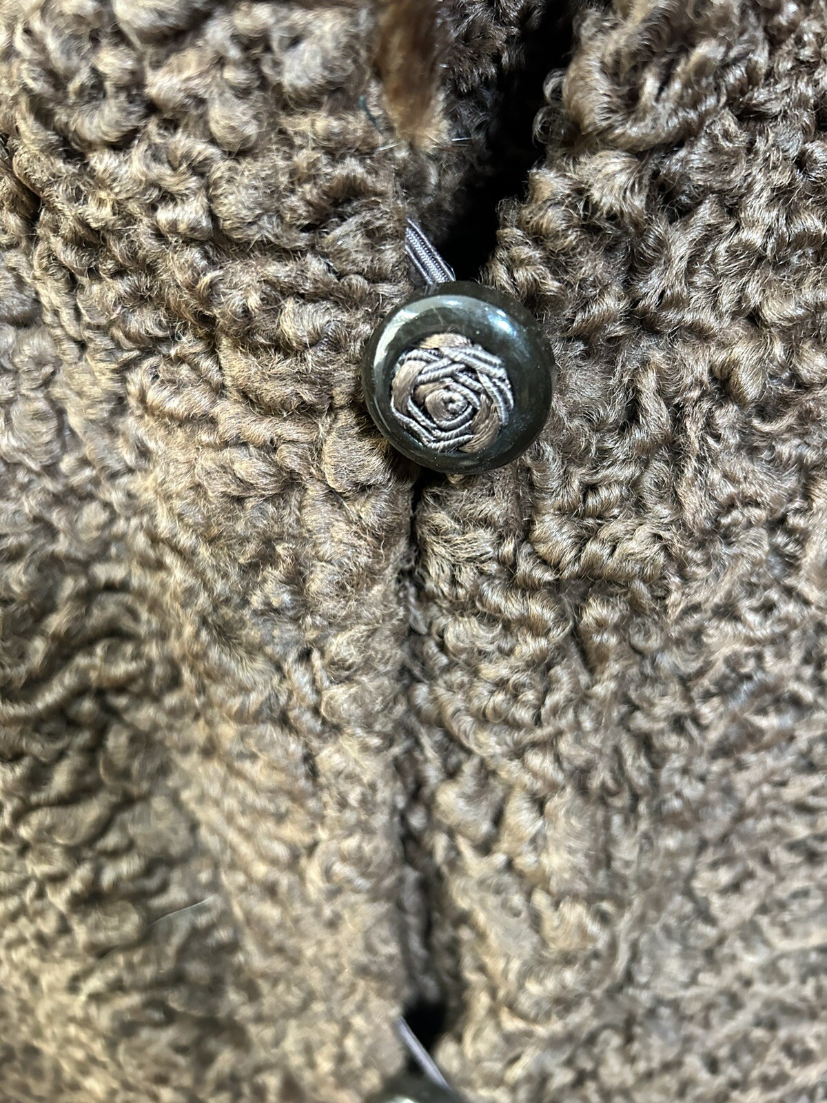 Vintage 1950’s Curly Dark Brown Persian Lamb Wool Coat with Mink Collar