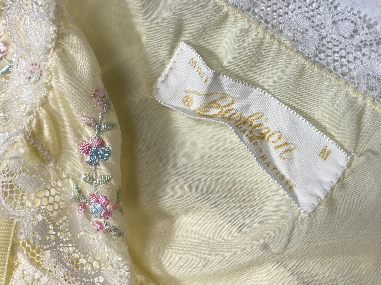 Vintage 1940s 1950s Barbizon Mimi Yellow Night Gown Flowers Medium Rare Womens