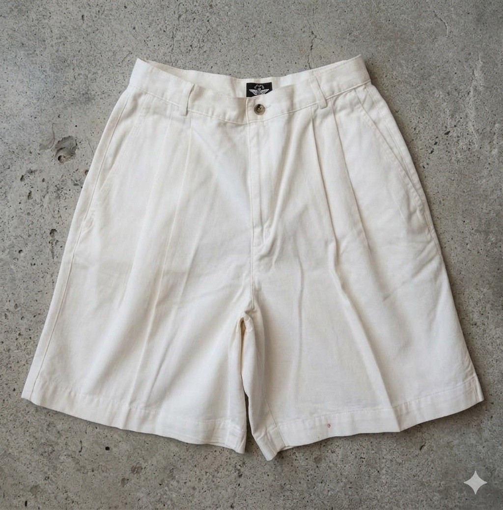 Vintage Dockers Pleated Chino Shorts White Womens Size 10 Cotton High Rise 7″