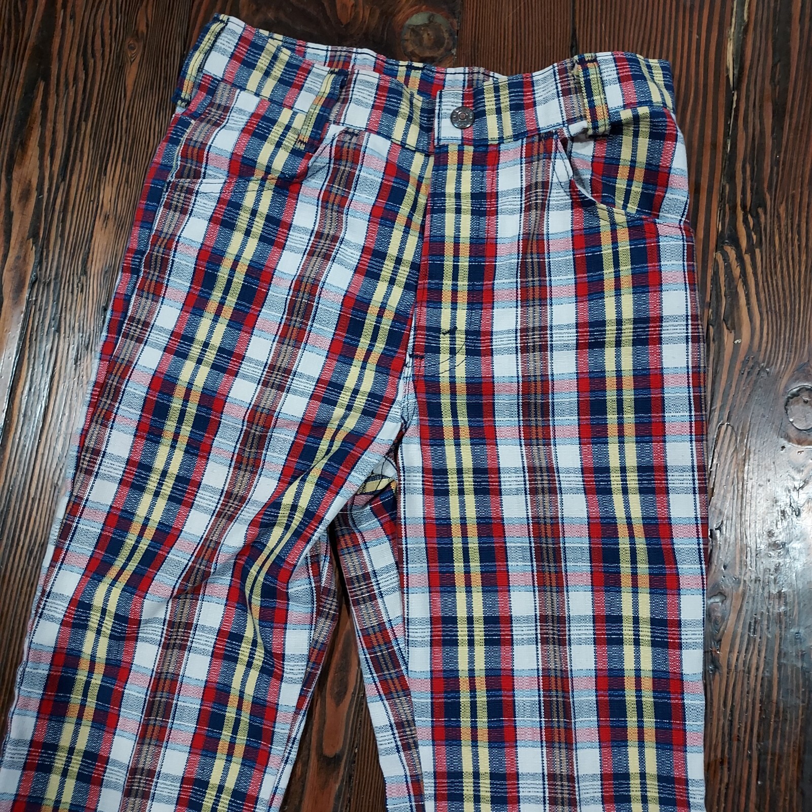 VTG 70’s Levi’s Boys Sta-Prest Plaid Flare Slacks Reg 12 Made in USA