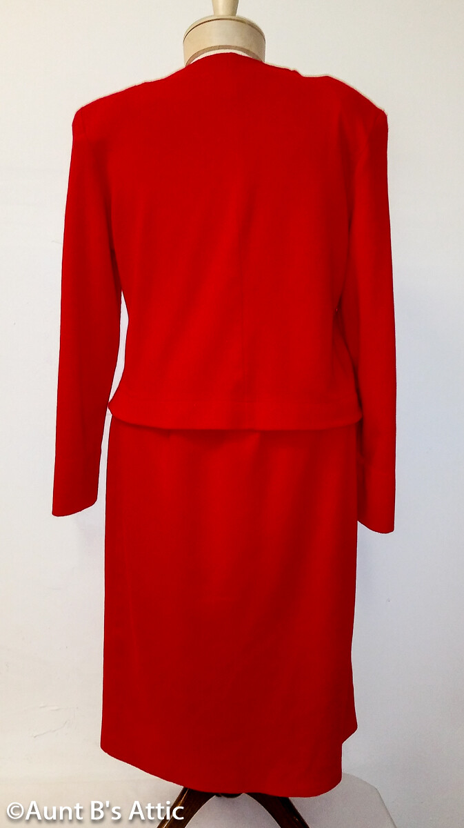 Suit Ladies Vintage 80’s Classic Red 2Pc Robbie Sport Jacket & Skirt Medium