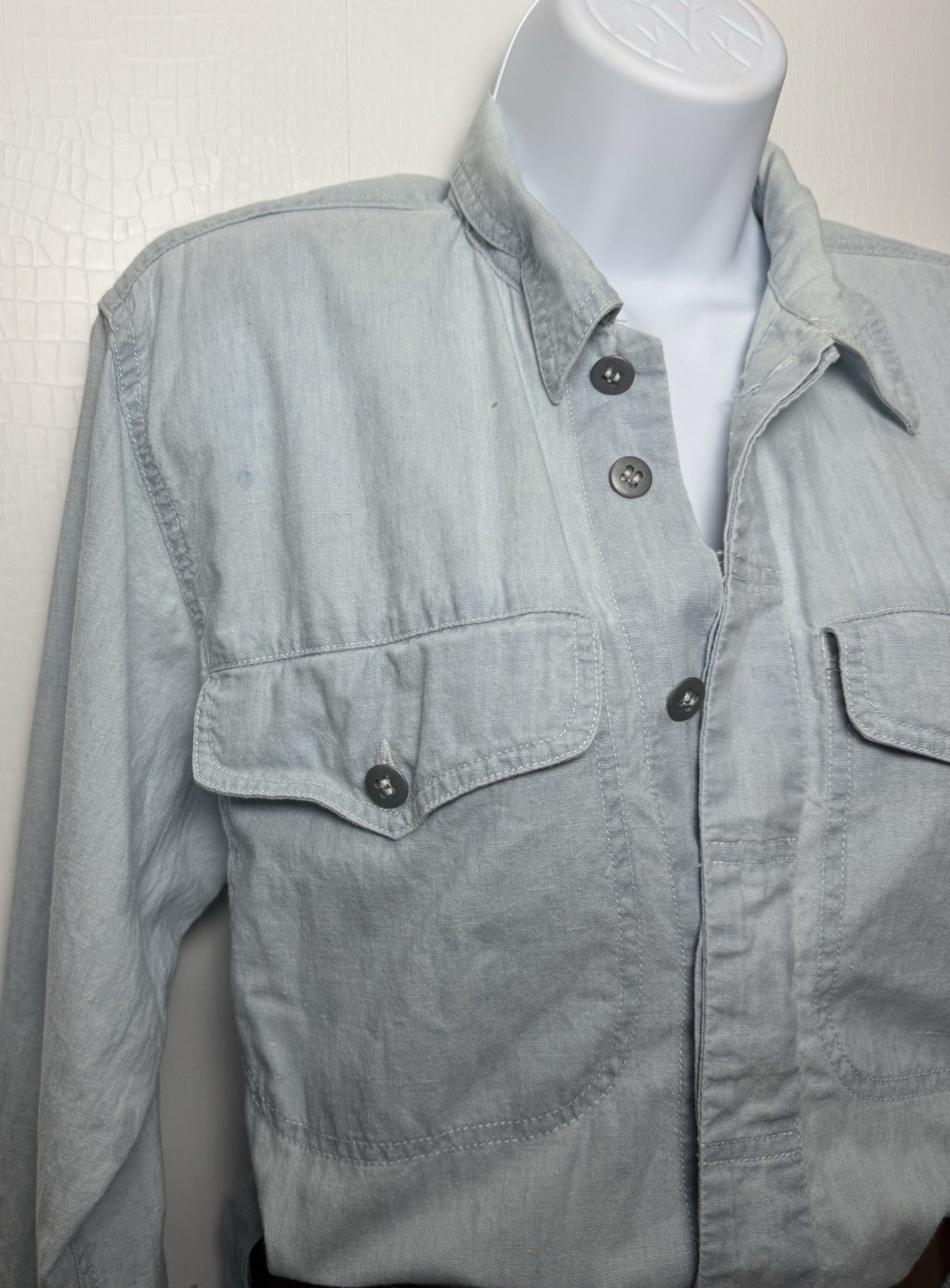 Vintage Liz Wear S Chambray Utility Jumpsuit Belted 90s Workwear