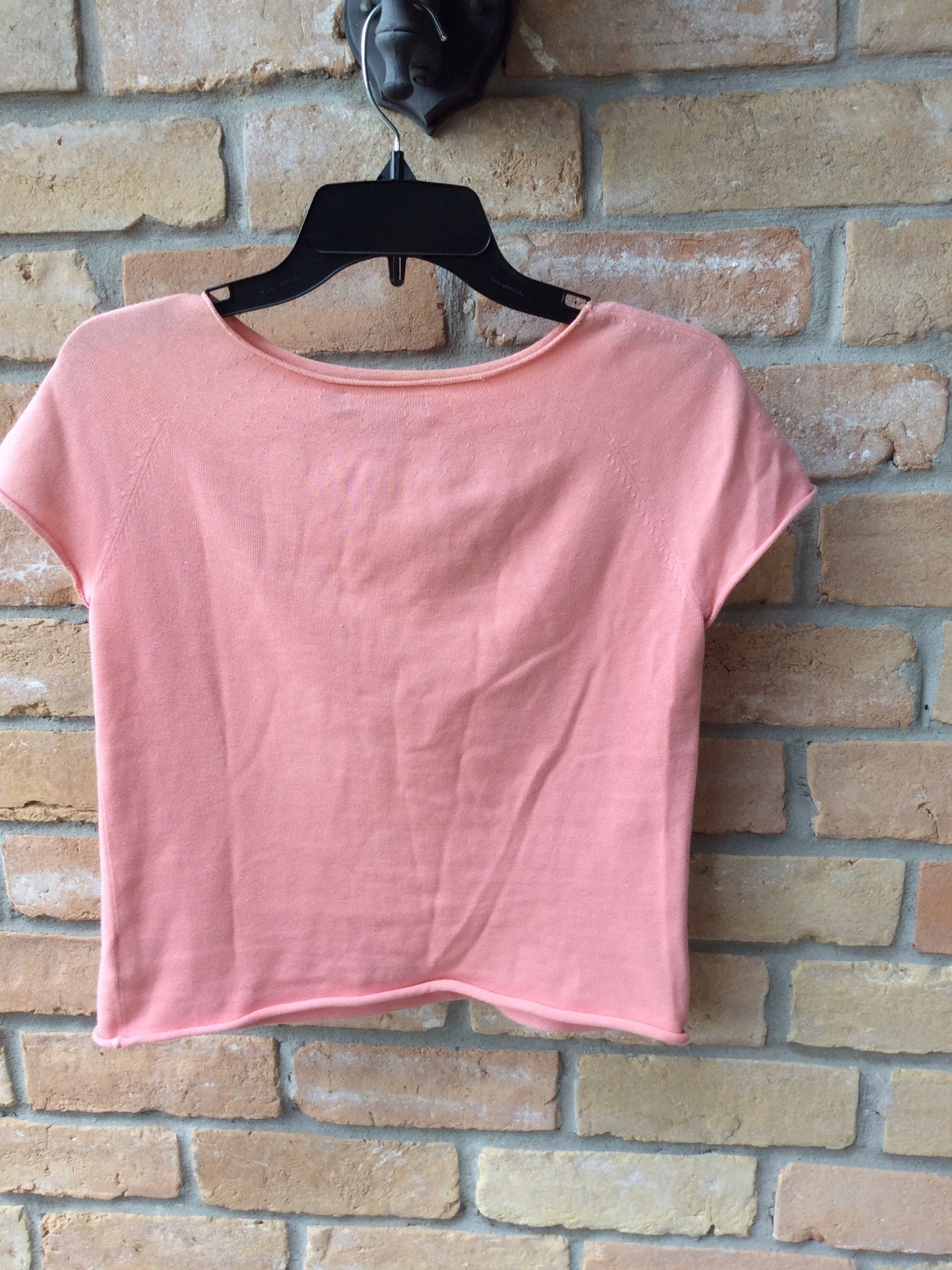 VTG 80s DKNY Donna Karan NY Dusty Peach Sweater Sz S/P PETITE Cotton Rolled Hem