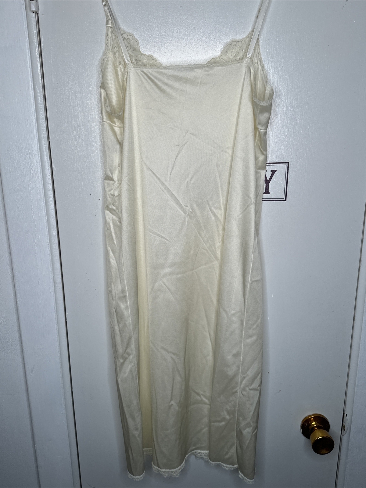 Vassarette Slip Dress Womens Size 34 Approx S White Ivory Full Slip Lace Detail