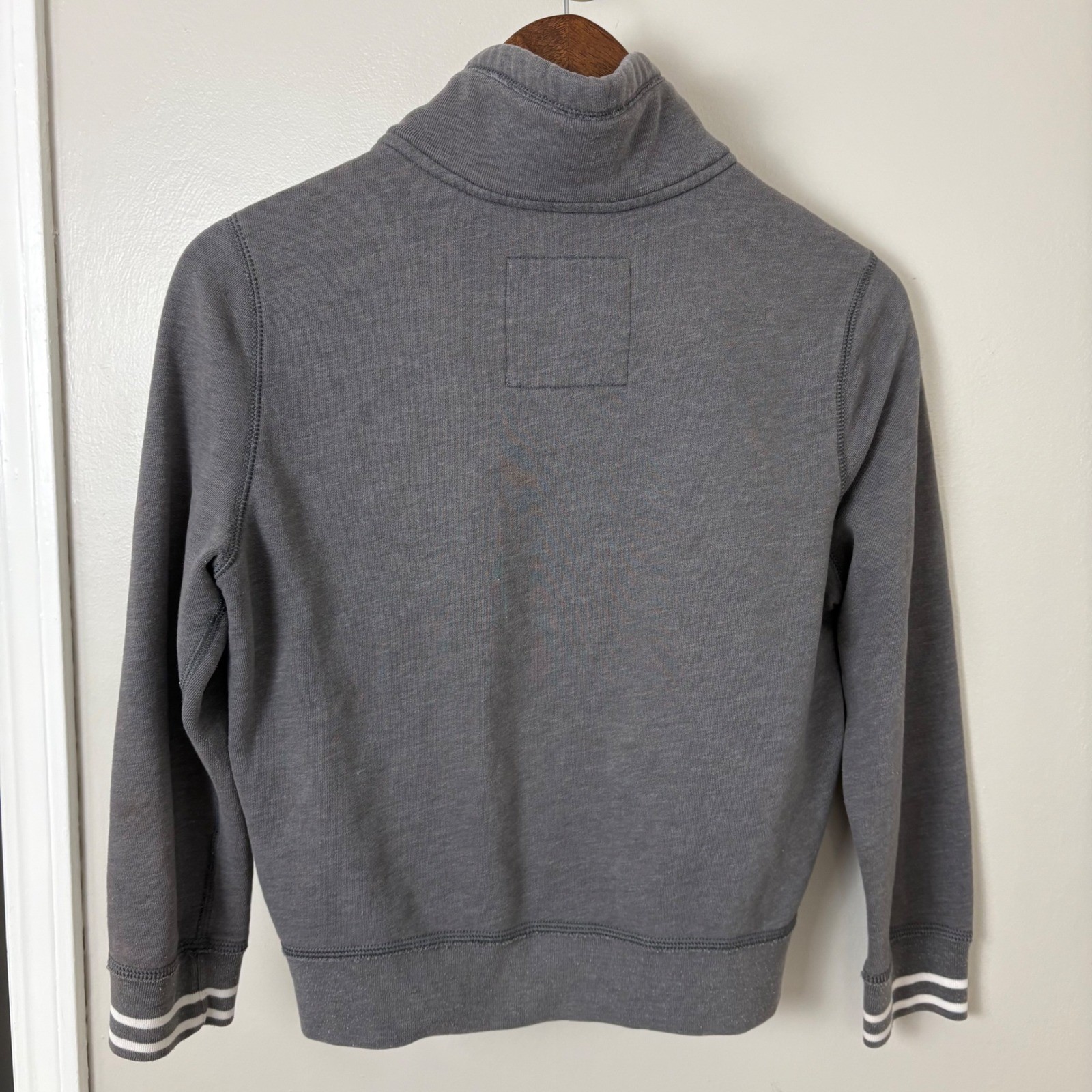 VTG Y2K Hollister Button Up Sweatshirt Women’s Large Grey Shawl Collar Varsity