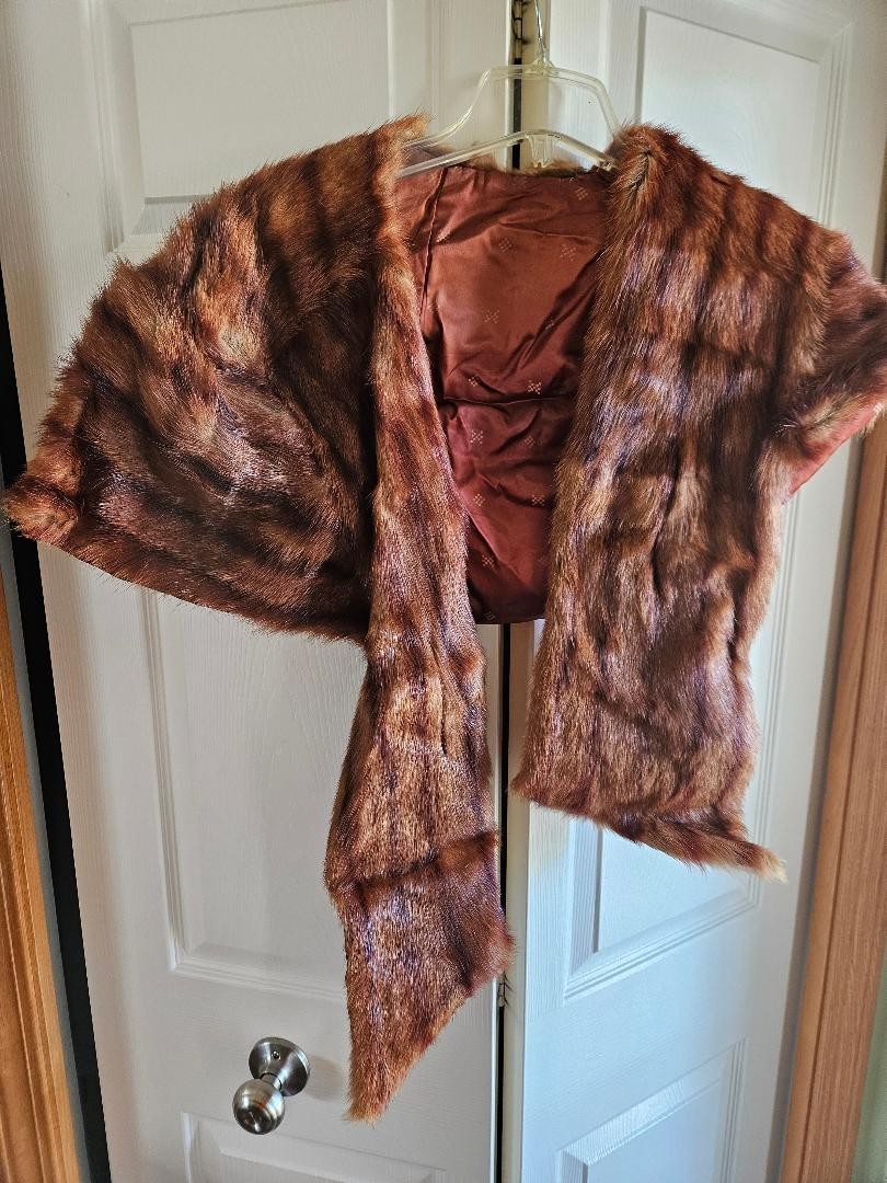 Vintage Mink Fur Stole Mahogany Red Sable Cape Wrap Shoulder Cover