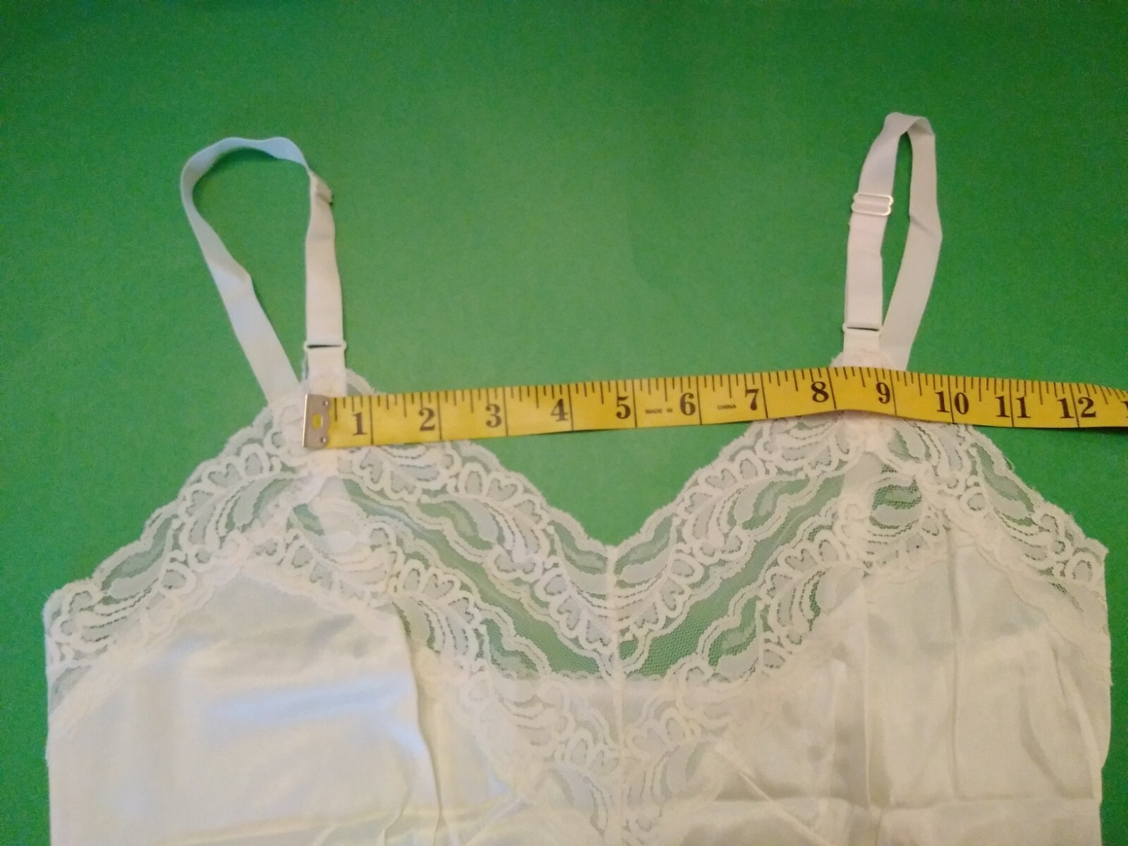 Vintage Full Slip Dress Chemise European SZ S-M Cream Ivory w/ Lace Trim
