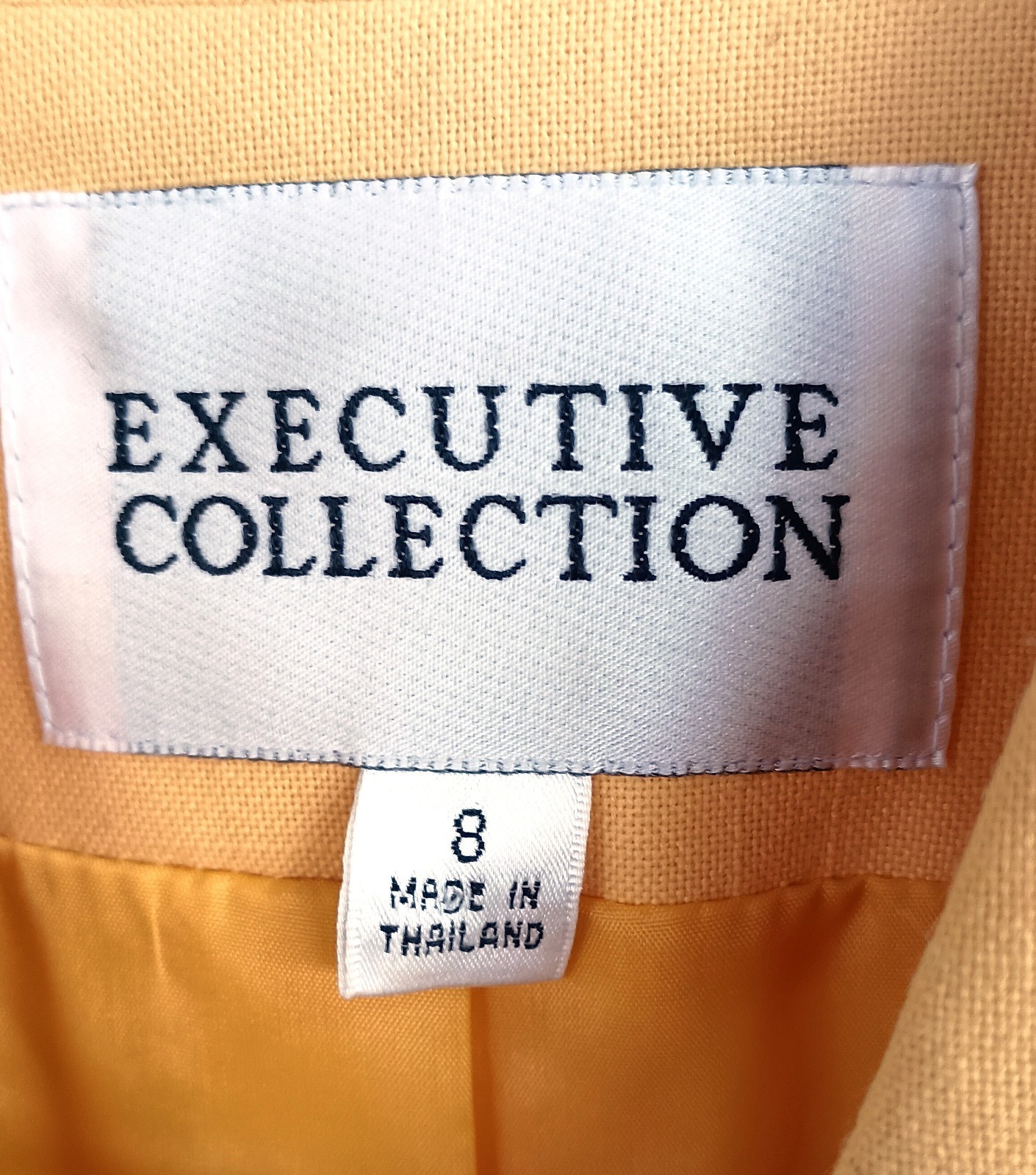 Vtg 80’s Executive Collection Yell/Blk Poly/Rayon Double Breasted Blazer Size 8
