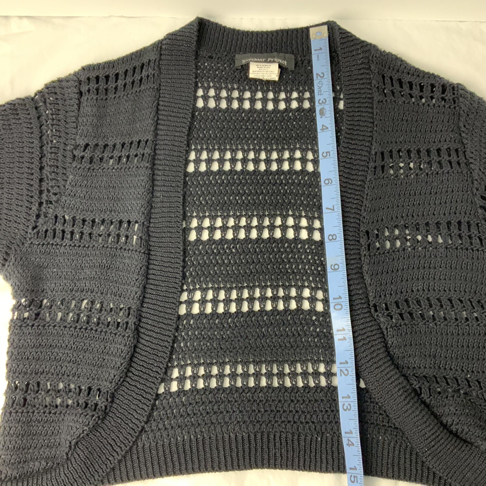 Sweater Project Women’s Small Black Crochet Crop Cardigan