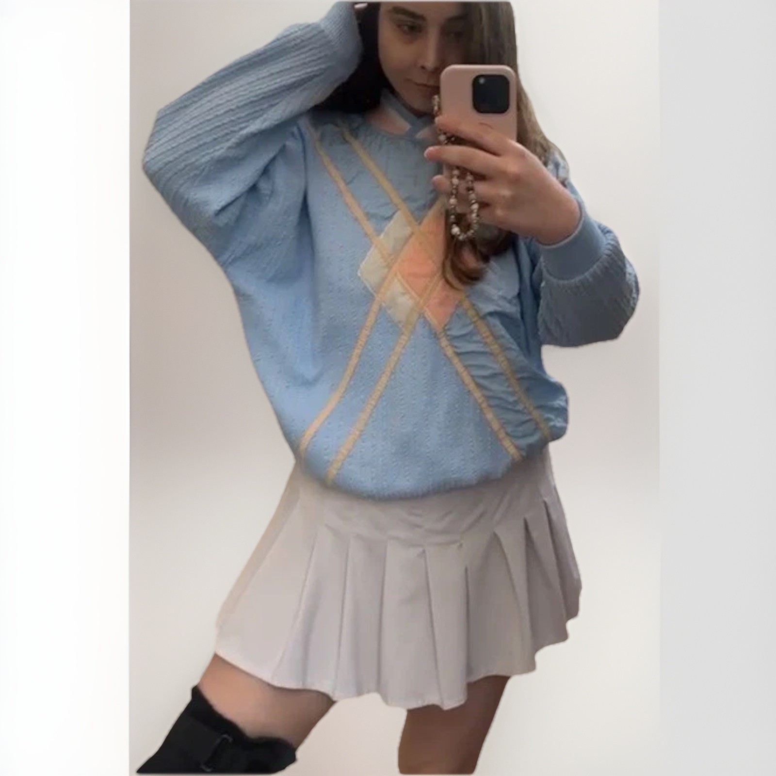 VTG 80s 90s Lightweight Windbreaker Pullover Jacket Pastel Pink Blue L Women’s