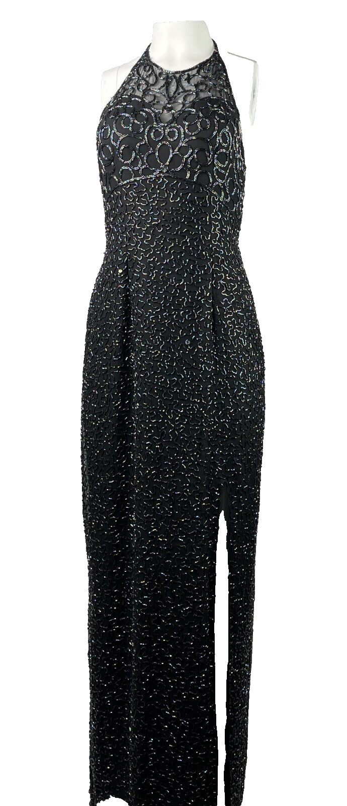 Vtg ANDRETTA DONATELLO US Women’s M 8 Black Beaded Silk Dress Evening Party